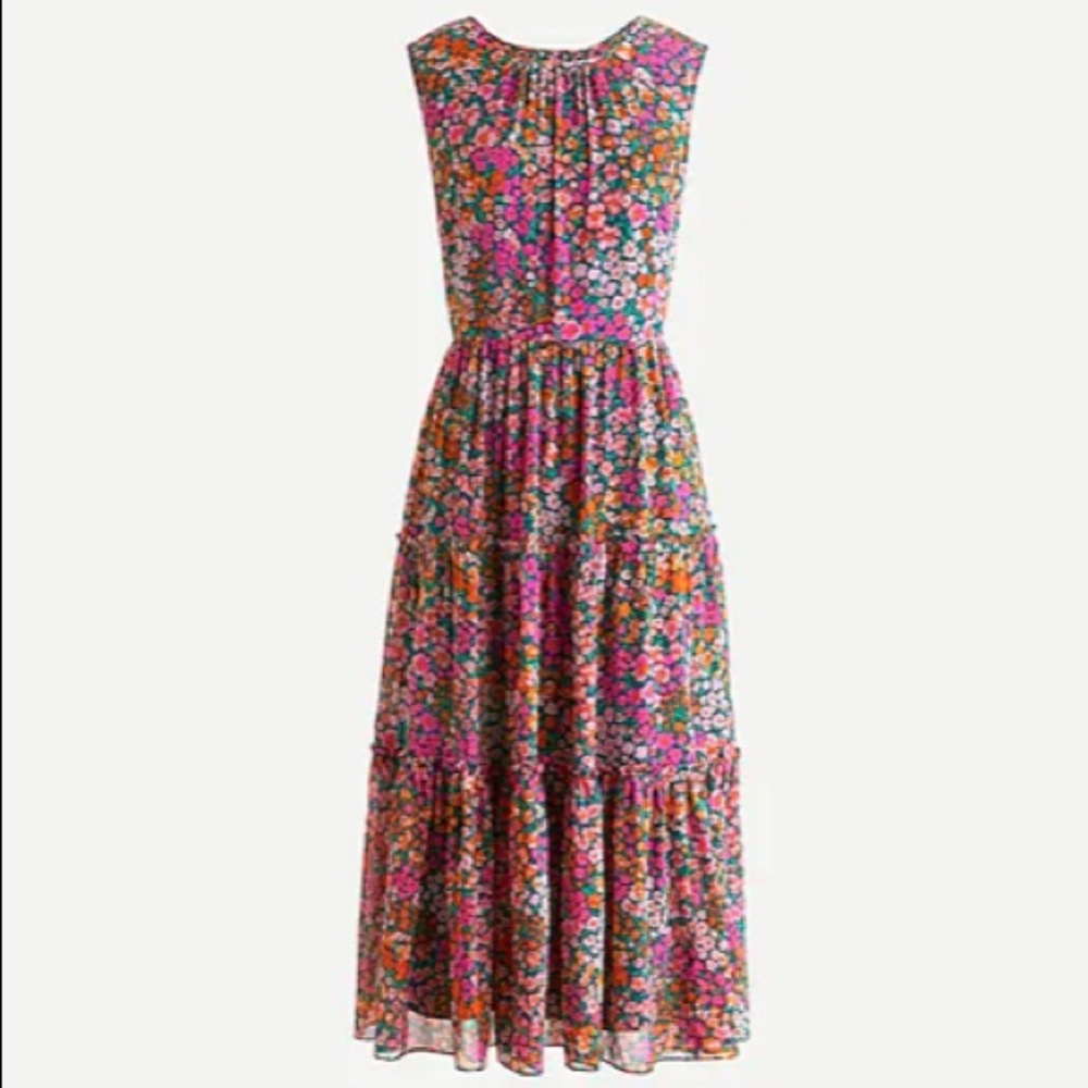 COPY - J.Crew Tiered Midi-dress in Micro Meadow Print